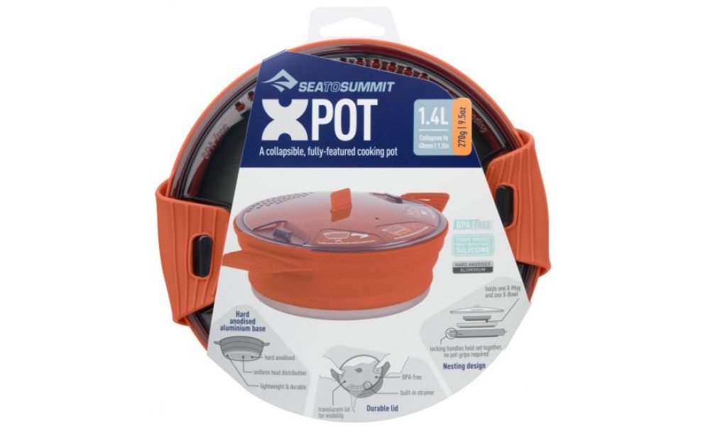 Складна туристична каструля для пальника Sea to Summit X-Pot (Rust) на 1,4 л, харчовий силікон, Об'єм: 1,4, Колір виробника: Rust, зображення 3