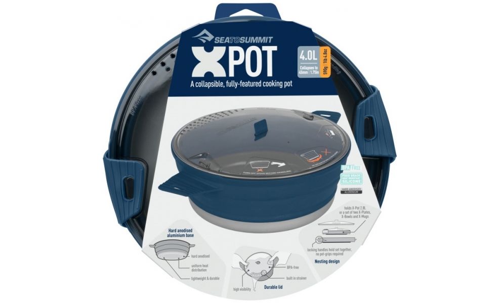Складна туристична каструля для пальника Sea to Summit X-Pot (Navy) на 4 л, харчовий силікон, Об'єм: 4, Колір виробника: Navy, зображення 3