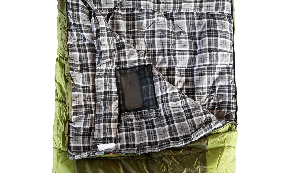 Демісезонний кемпінговий спальник-ковдра Tramp Sherwood - Long до -5°C: широкий, з капюшоном, Максимальний зріст користувача: 200, Колір: Dark Olive/Grey, Сторона застібки: права, зображення 4
