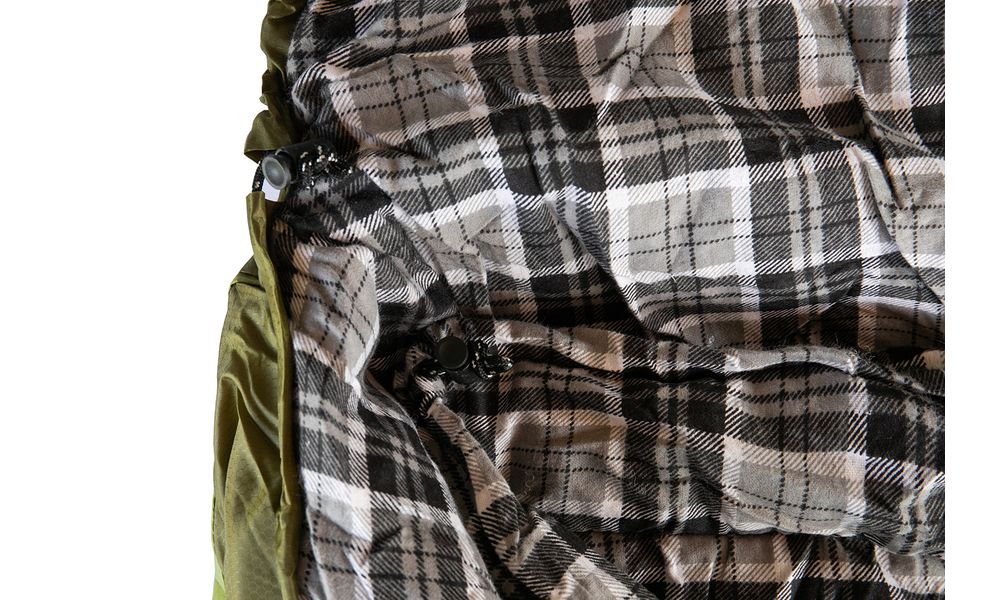 Демісезонний кемпінговий спальник-ковдра Tramp Sherwood - Long до -5°C: широкий, з капюшоном, Максимальний зріст користувача: 200, Колір: Dark Olive/Grey, Сторона застібки: права, зображення 6