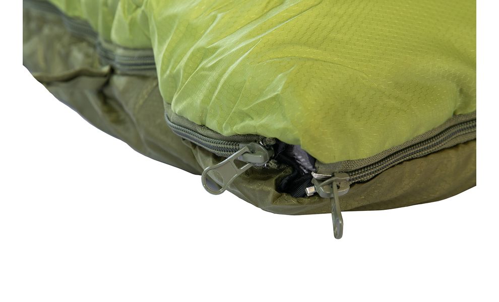 Демісезонний кемпінговий спальник-ковдра Tramp Sherwood - Long до -5°C: широкий, з капюшоном, Максимальний зріст користувача: 200, Колір: Dark Olive/Grey, Сторона застібки: ліва, зображення 11