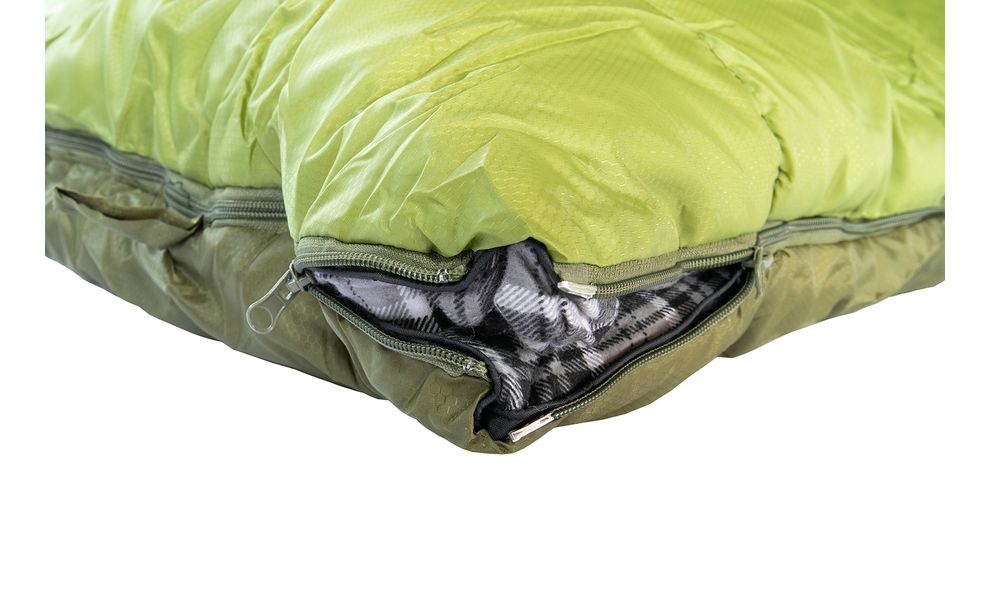 Демісезонний кемпінговий спальник-ковдра Tramp Sherwood - Long до -5°C: широкий, з капюшоном, Максимальний зріст користувача: 200, Колір: Dark Olive/Grey, Сторона застібки: ліва, зображення 12