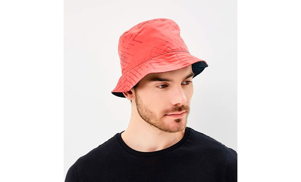 Двостороння панама BUFF® Travel Bucket (Collage Red/Black), Колір виробника: Collage Red/Black, Тип розміру: S/M, зображення 6