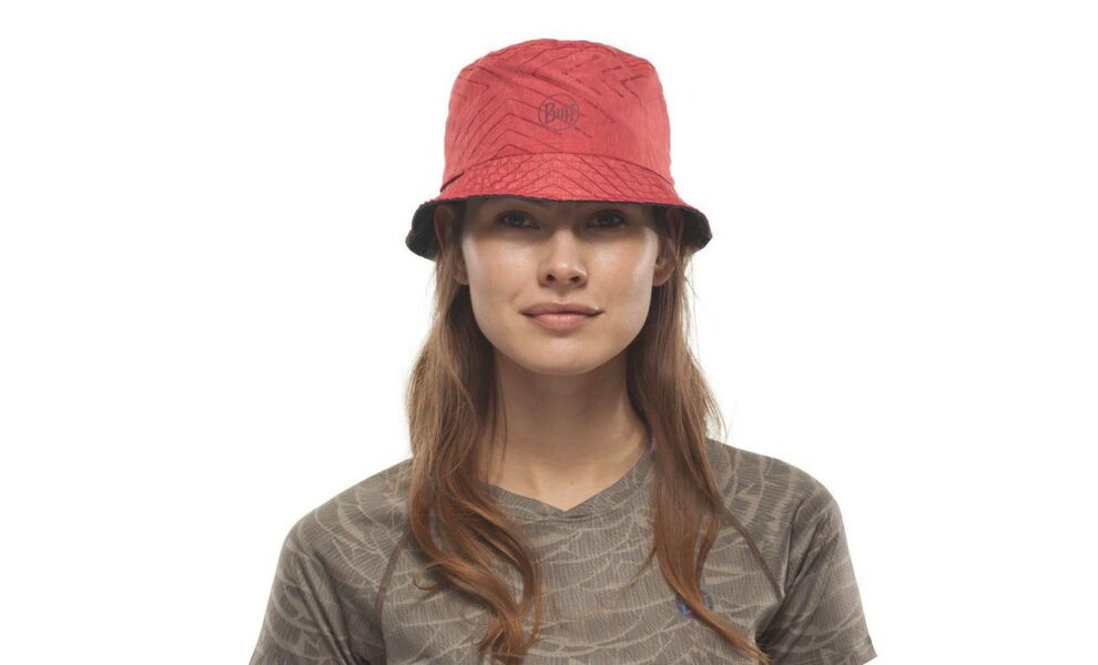 Двостороння панама BUFF® Travel Bucket (Collage Red/Black), Колір виробника: Collage Red/Black, Тип розміру: S/M, зображення 7