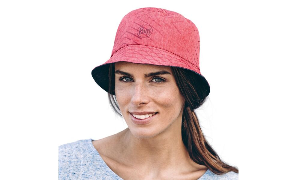 Двостороння панама BUFF® Travel Bucket (Collage Red/Black), Колір виробника: Collage Red/Black, Тип розміру: S/M, зображення 9