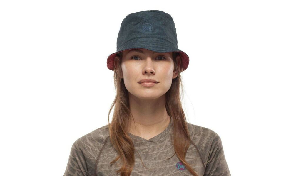 Двостороння панама BUFF® Travel Bucket (Collage Red/Black), Колір виробника: Collage Red/Black, Тип розміру: S/M, зображення 10