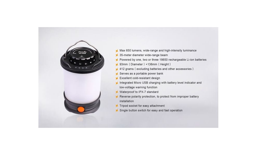 Кемпінговий ліхтар з акумулятором та функцією павербанк Fenix CL30R: Micro USB, Колір корпусу: Black, зображення 8