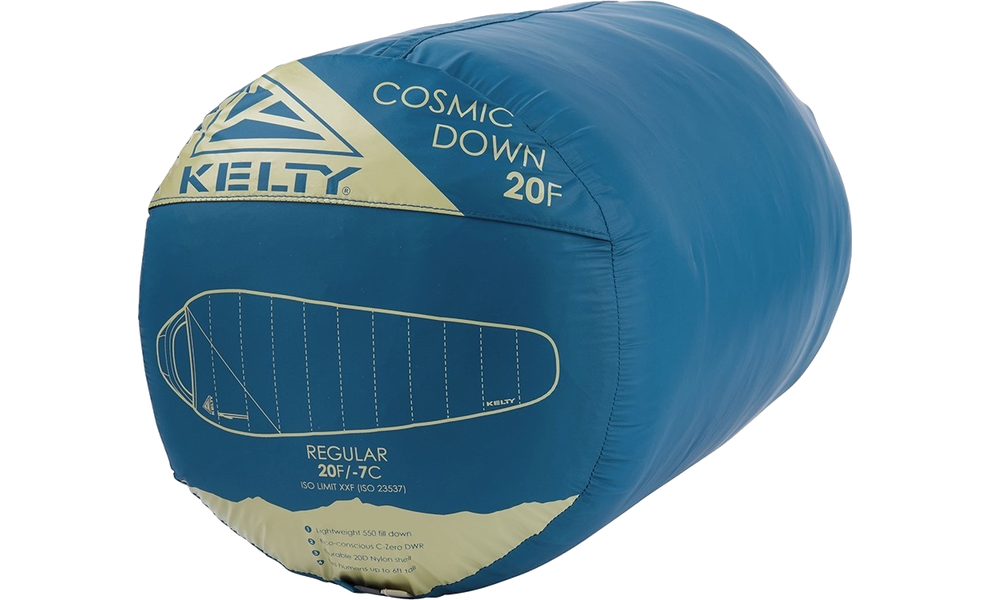 Зимовий пуховий спальник Kelty Cosmic Down 20 Regular 2023 до -6°C: з капюшоном, Максимальний зріст користувача: 183, Колір: Tapersty Blue/Smoke, Сторона застібки: права, зображення 4