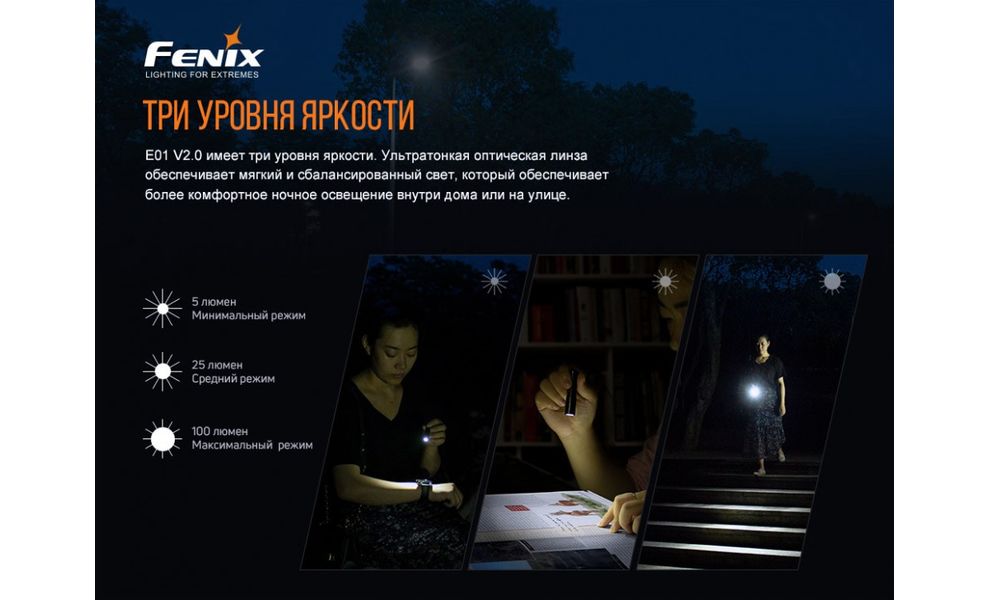 Ліхтар-брелок Fenix E01 V2.0 (Black), Колір: Black, зображення 4