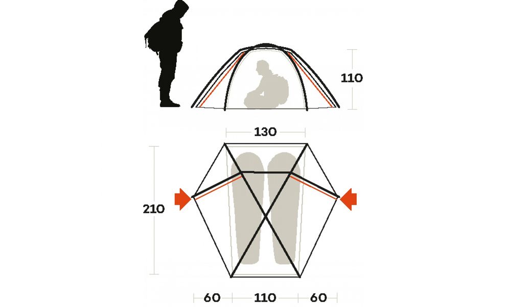 2-місний ультралегкий намет Ferrino Force 2 (Olive Green): двошаровий, вітростійкий, Кількість місць: 2, Колір: Olive Green, зображення 2