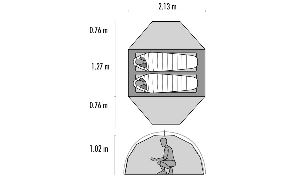 2-місний намет MSR Elixir 2 (Green): двошаровий, Кількість місць: 2, Колір: Green, зображення 2