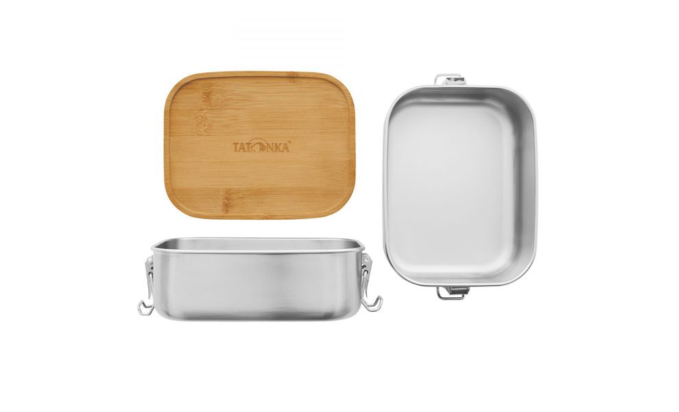Туристичний ланчбокс з бамбуковою кришкою Tatonka Lunch Box I Bamboo на 800 мл, нержавіюча сталь, Об'єм: 800, зображення 2