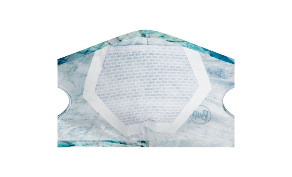 Захисна маска BUFF® Filter Mask (Makrana Sky Blue), Колір: Makrana Sky Blue, Захисні маски Розмір (варіація, як у виробника): Регульований, зображення 2