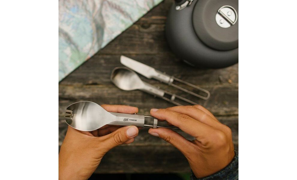 Складна туристична ложка-виделка Esbit FSP17-TI, титан, зображення 4