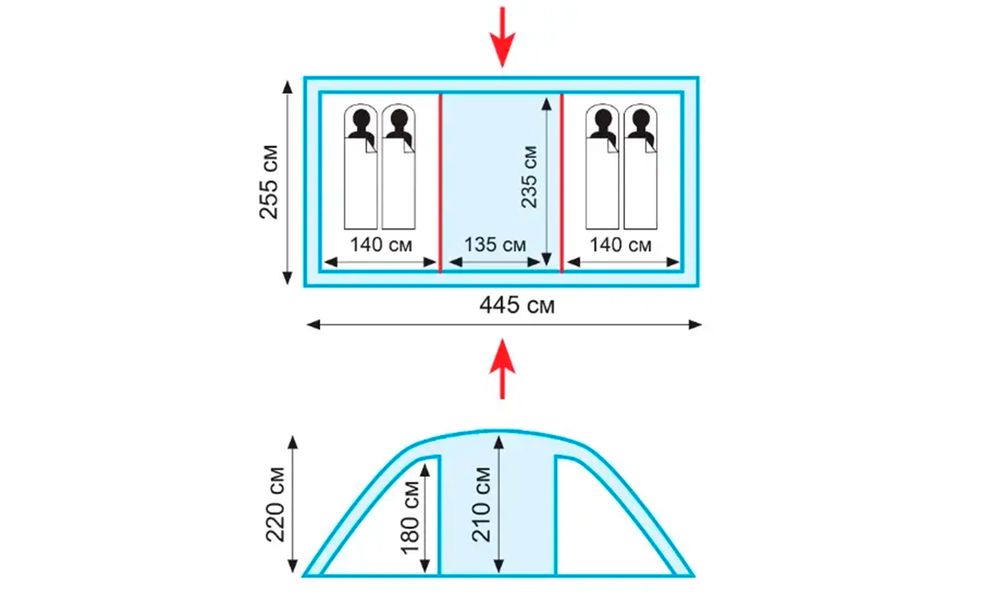 4-місний кемпінговий намет Tramp Eagle 4 V2: на 2 спальні, зображення 2
