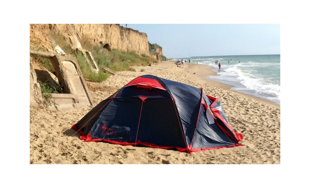 4-місний намет Tramp Mountain 4 V2 (Grey): двошаровий, з тамбуром, Кількість місць: 4, Колір: Grey/Red, зображення 6