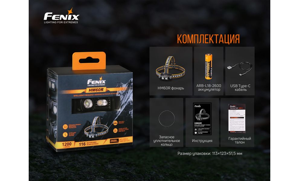 Налобний ліхтар з акумулятором Fenix HM60R з червоним світлом, USB Type-C, зображення 19