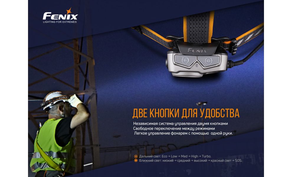Налобний ліхтар з акумулятором Fenix HP25R V2.0 з червоним світлом, USB Type-C, зображення 8