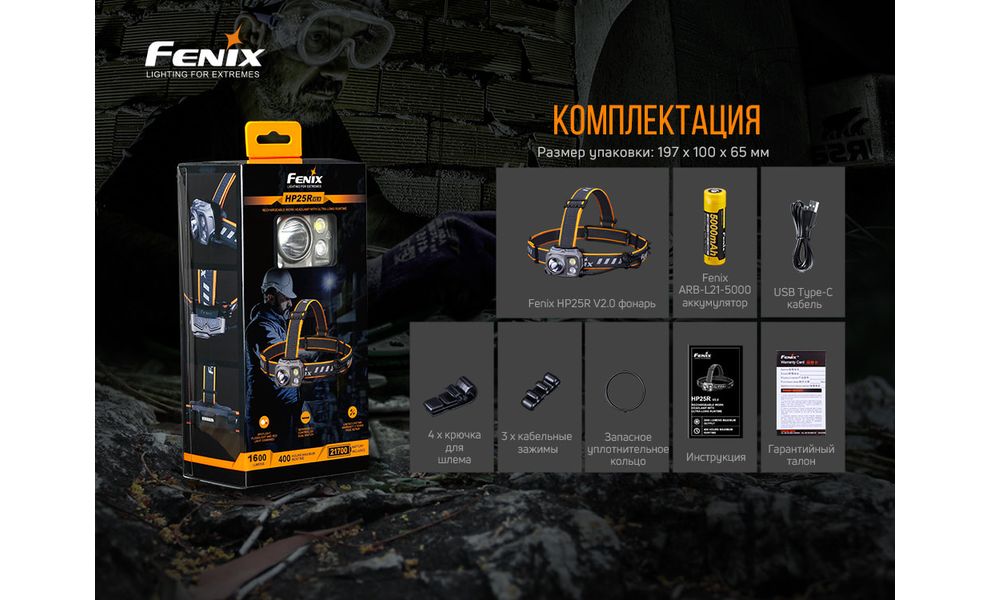 Налобний ліхтар з акумулятором Fenix HP25R V2.0 з червоним світлом, USB Type-C, зображення 16