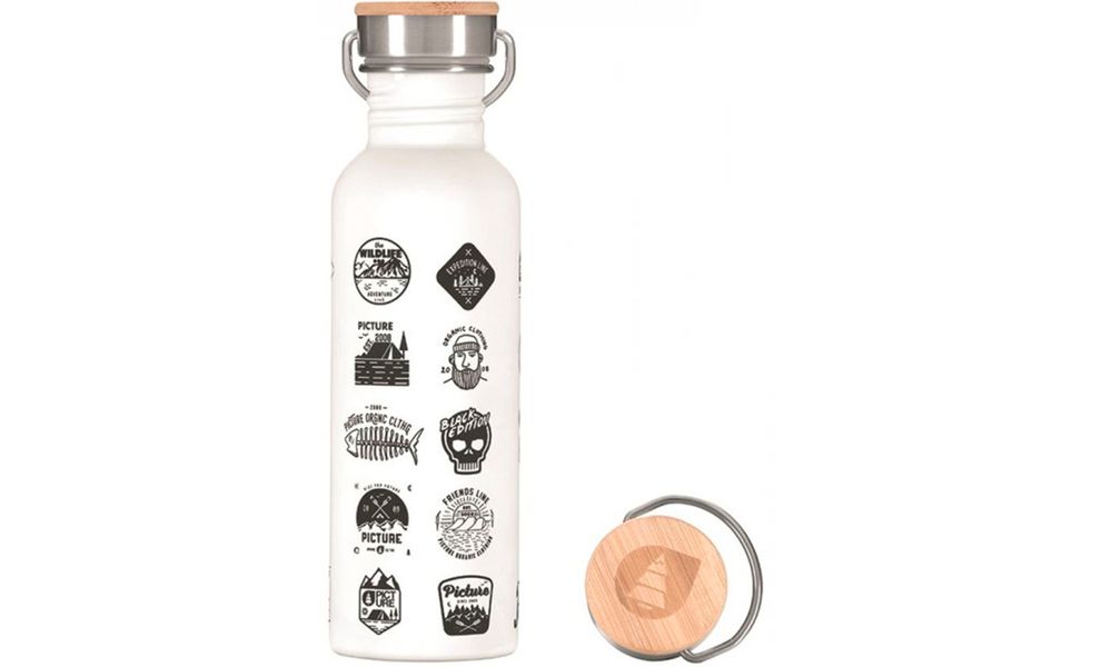 Пляшка для води Picture Organic Hampton (White logos) на 750 мл, нержавіюча сталь, Об'єм: 750, Колір виробника: White logos, зображення 2