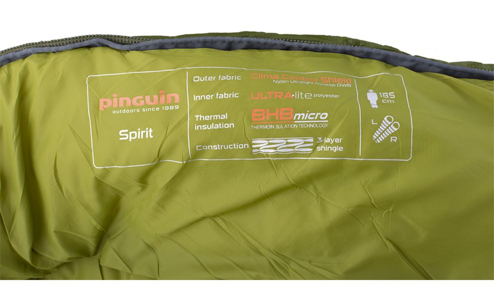 Демісезонний туристичний спальник Pinguin Spirit CCS 195 (Green) до -12°C: з капюшоном, Максимальний зріст користувача: 195, Колір: Green, Сторона застібки: права, зображення 8