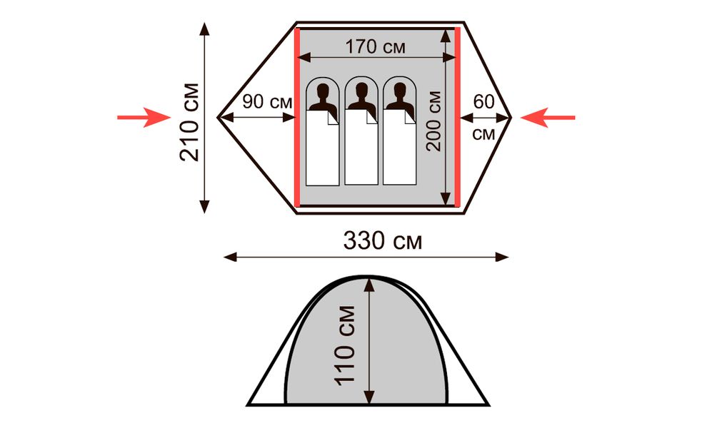 3-місний намет Tramp Ranger 3 V2: двошаровий, Кількість місць: 3, Колір: Green/Yellow, зображення 2