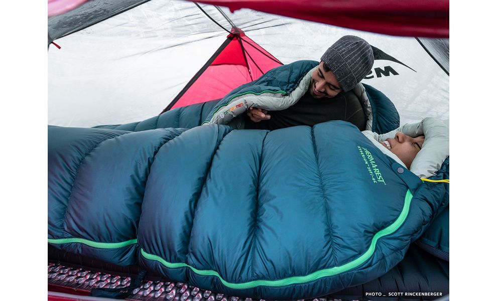 Демісезонний пуховий спальник Therm-a-Rest Hyperion -6C - Long до -6°C: з капюшоном, Максимальний зріст користувача: 198, Колір: Deep Pacific, Сторона застібки: ліва, зображення 9