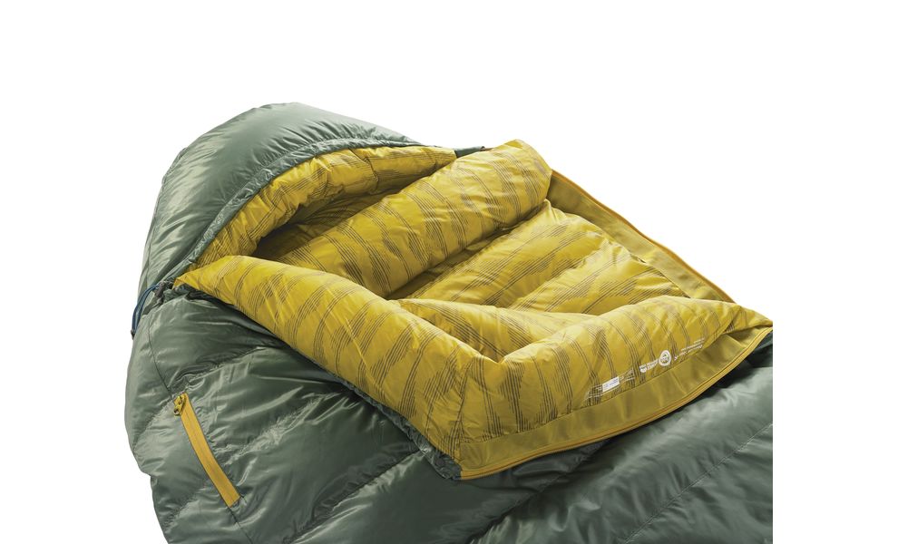 Демісезонний пуховий спальник Therm-a-Rest Questar -6С - Regular до -6°C: з капюшоном, Максимальний зріст користувача: 183, Колір: Balsam, Сторона застібки: ліва, зображення 4