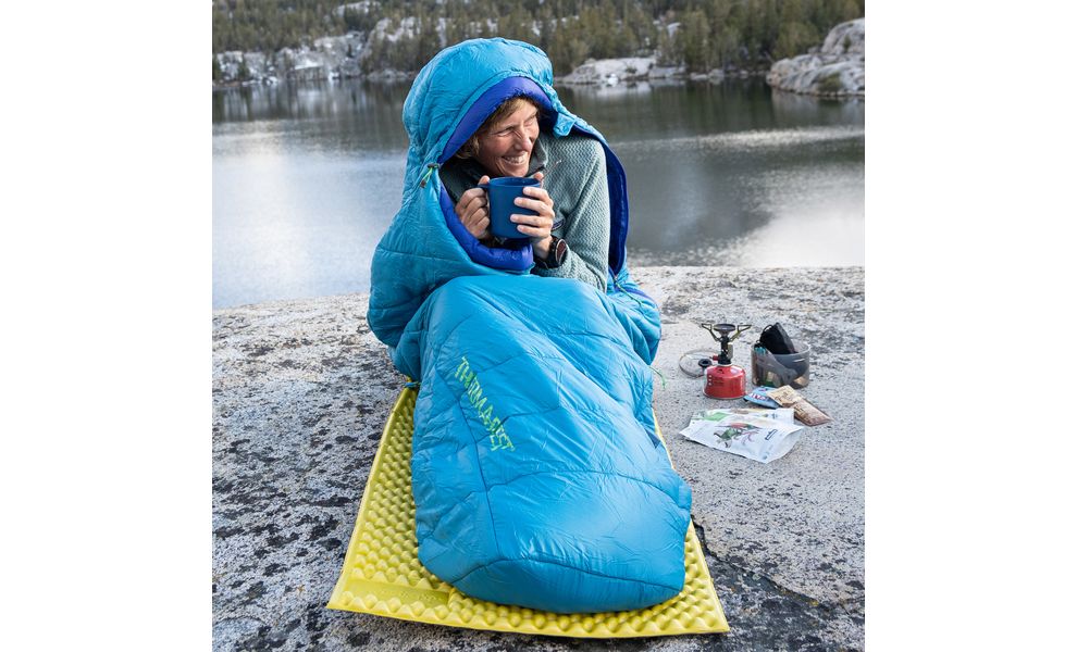 Демісезонний туристичний спальник Therm-a-Rest Space Cowboy 7C - Regular до 7°C: з капюшоном, Максимальний зріст користувача: 183, Колір: Celestial, Сторона застібки: ліва, зображення 8