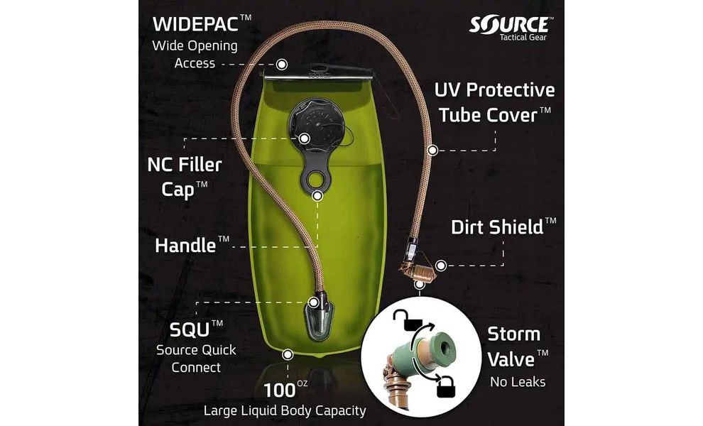 Гідратор Source WXP Storm Valve (Olive), 3 л, Об'єм: 3000, Колір виробника: Olive, зображення 2