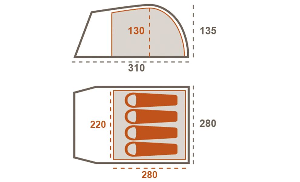 4-місний намет Grand Canyon Topeka 4: двошаровий, з тамбуром, Кількість місць: 4, Матеріал каркасу: склопластик, Колір: Capulet Olive, зображення 2