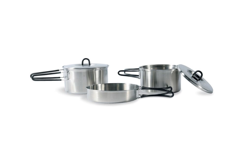 Кемпінговий набір сталевого посуду з чохлом Tatonka Cookset - Regular: 2 каструлі, сковорода, зображення 2