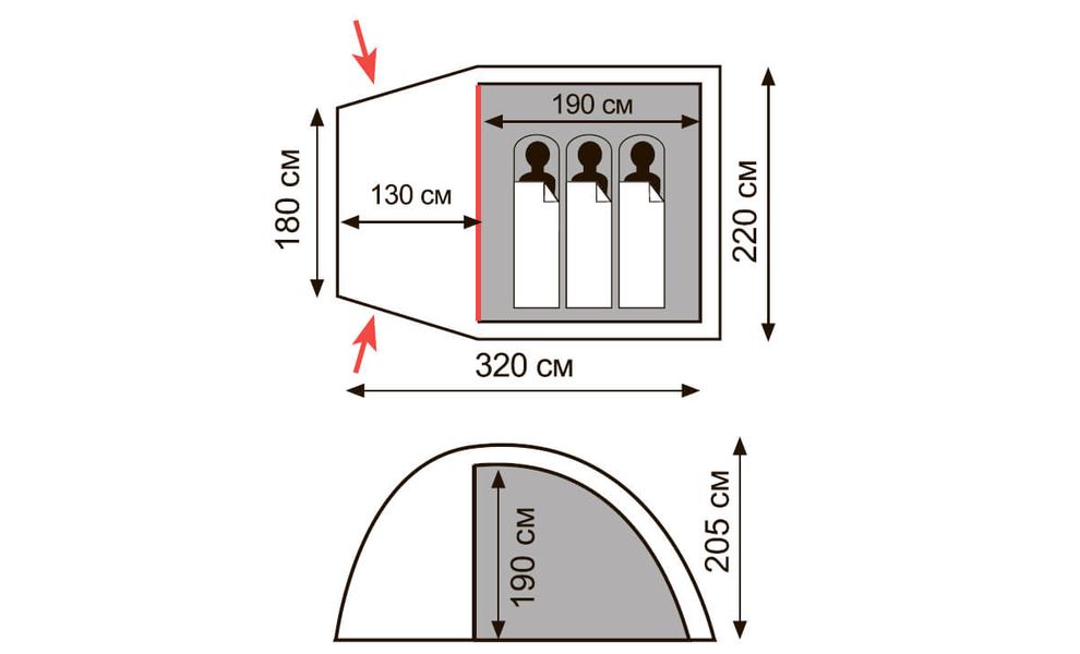3-місний кемпінговий намет Totem Apache 3 V2, Кількість місць: 3, Колір: Green, зображення 2