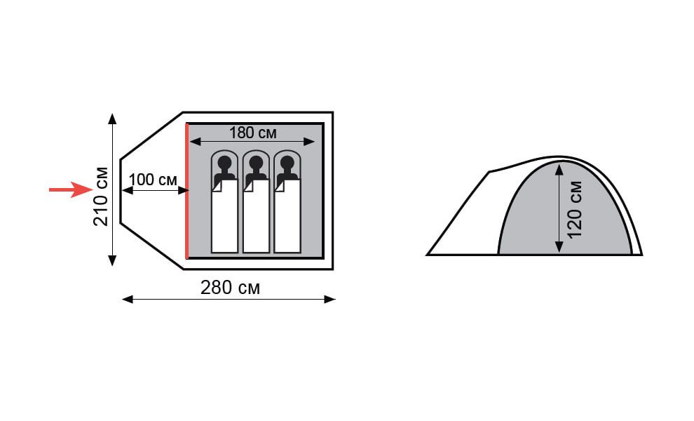 3-місний намет Totem Indi 3 V2: двошаровий, з тамбуром, зображення 2