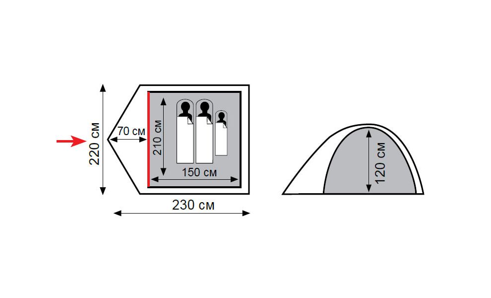 2-місний намет Totem Tepee 2 V2: двошаровий, Кількість місць: 2, Колір: Green, зображення 2