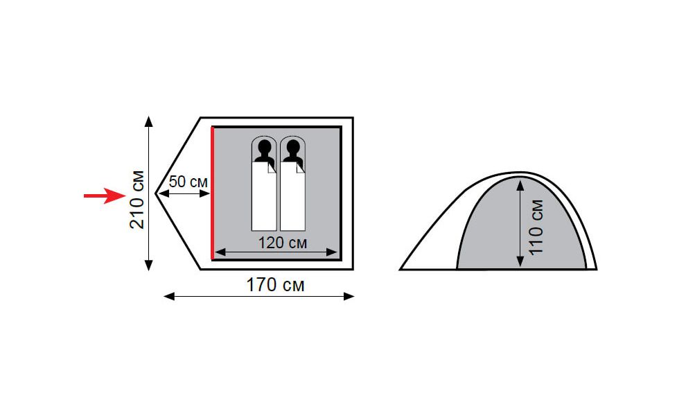 2-місний намет Totem Trek 2 V2: двошаровий, Кількість місць: 2, Колір: Green, зображення 2