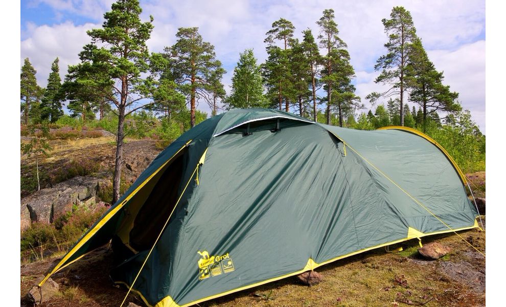 Намет Tramp TRT-036 Grot 3 V2 (Green/Yellow), 3-місний, зображення 5