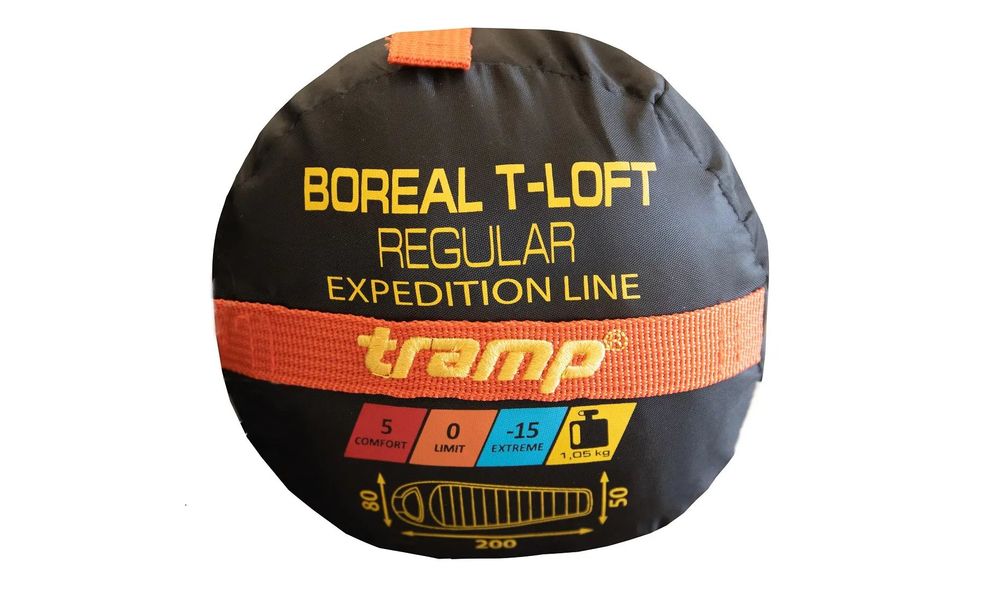 Демісезонний туристичний спальник Tramp Boreal - Regular (Orange) до 0°C: з капюшоном, Максимальний зріст користувача: 185, Сторона застібки: права, зображення 13