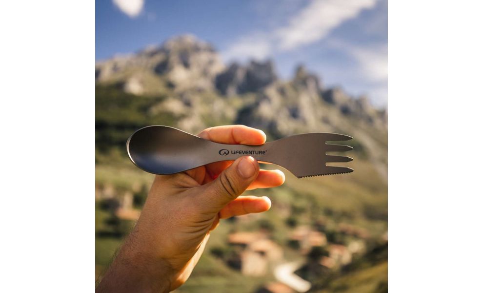 Туристична ложка-виделка з чохлом Lifeventure Titanium Spork, титан, зображення 2
