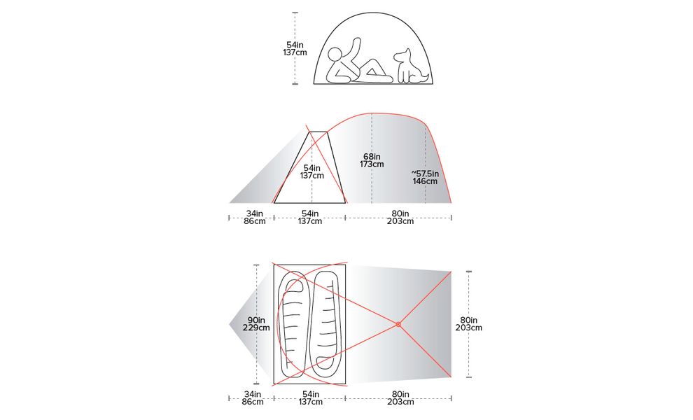2-місний намет Big Agnes Wyoming Trail 2: двошаровий, з тамбуром, високий, зображення 2
