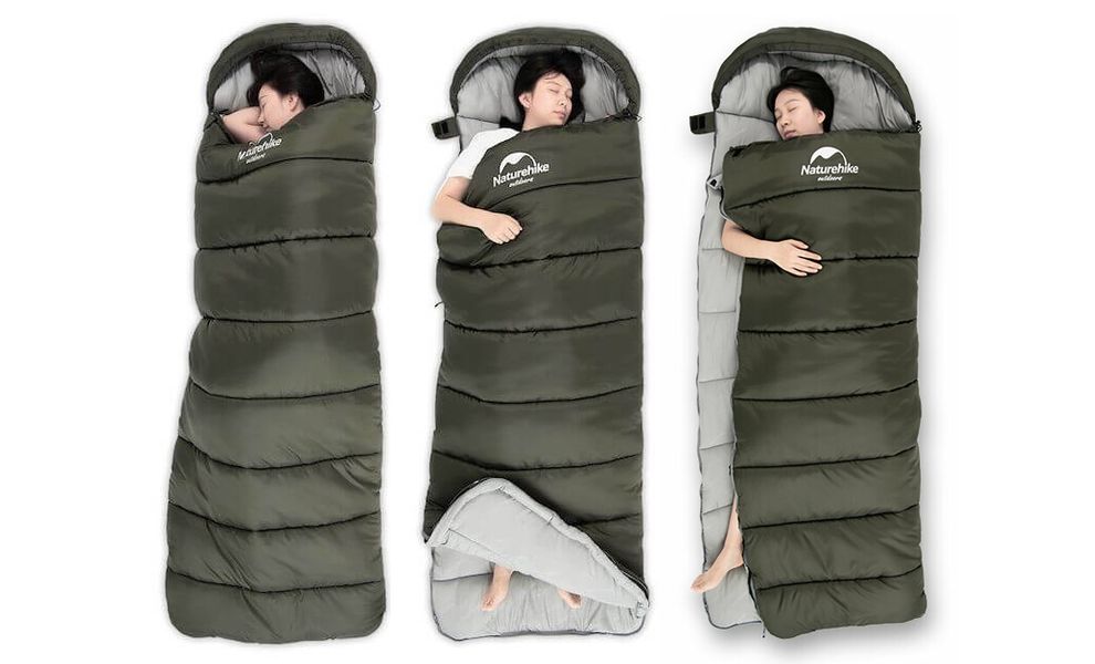 Демісезонний кемпінговий спальник-ковдра Naturehike NH20MSD07 - U150 (Green) до 7°C: з капюшоном, Максимальний зріст користувача: 195, Колір: Green, Сторона застібки: права, зображення 2