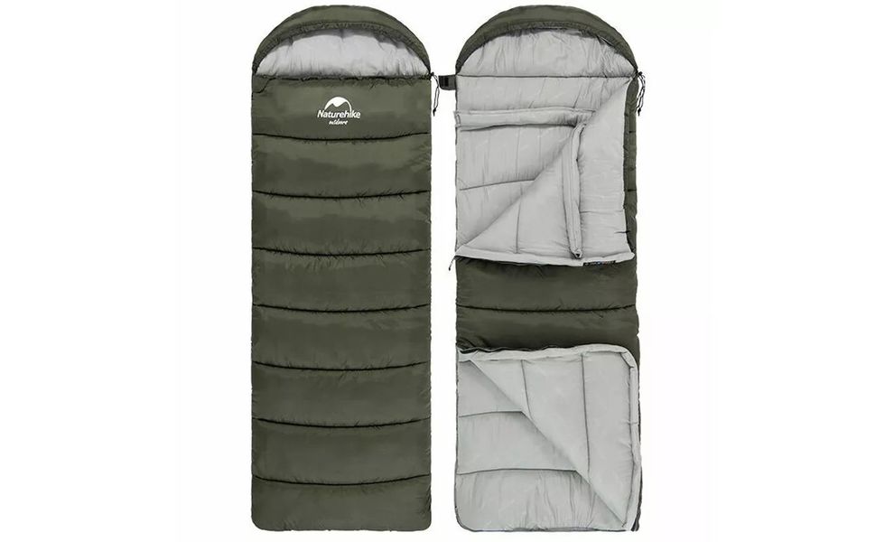 Демісезонний кемпінговий спальник-ковдра Naturehike NH20MSD07 - U350 (Green) до -2°C: з капюшоном, Максимальний зріст користувача: 195, Колір: Green, Сторона застібки: права, зображення 2
