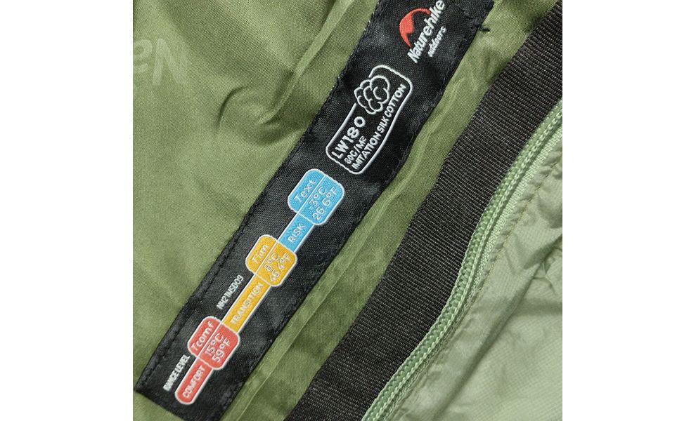 Літній кемпінговий спальник-ковдра Naturehike NH21MSD09 - LW180 M (Pine Green) до 8°C, Максимальний зріст користувача: 185, Колір: Pine Green, Сторона застібки: права, зображення 6