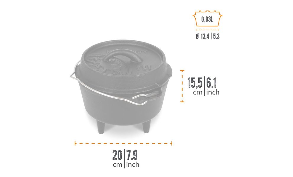 Чавунний казан-жаровня на ніжках Petromax Dutch Oven на 0,9 л, Тип конструкції: з ніжками, Об'єм: 0,9, зображення 3