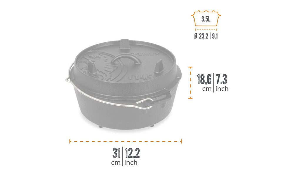 Чавунний казан-жаровня на ніжках Petromax Dutch Oven на 3,5 л, Тип конструкції: з ніжками, Об'єм: 3,5, зображення 3