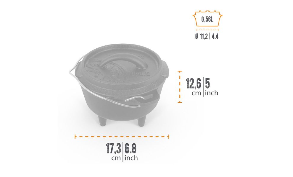 Чавунний казан-жаровня на ніжках Petromax Dutch Oven на 0,6 л, Тип конструкції: з ніжками, Об'єм: 0,6, зображення 3