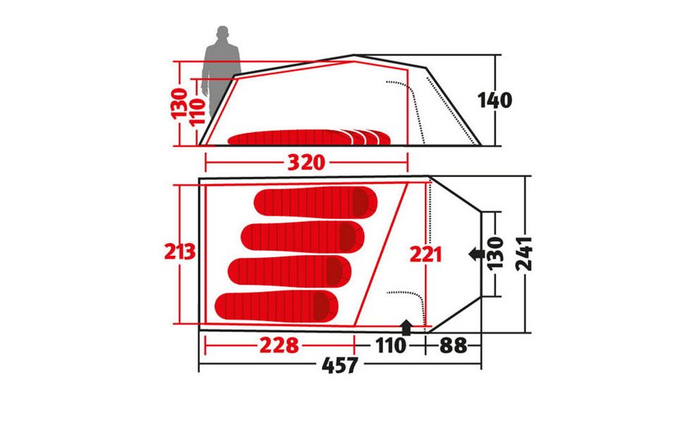 4-місний намет Wechsel Tempest 4: двошаровий, з тамбуром, зображення 2