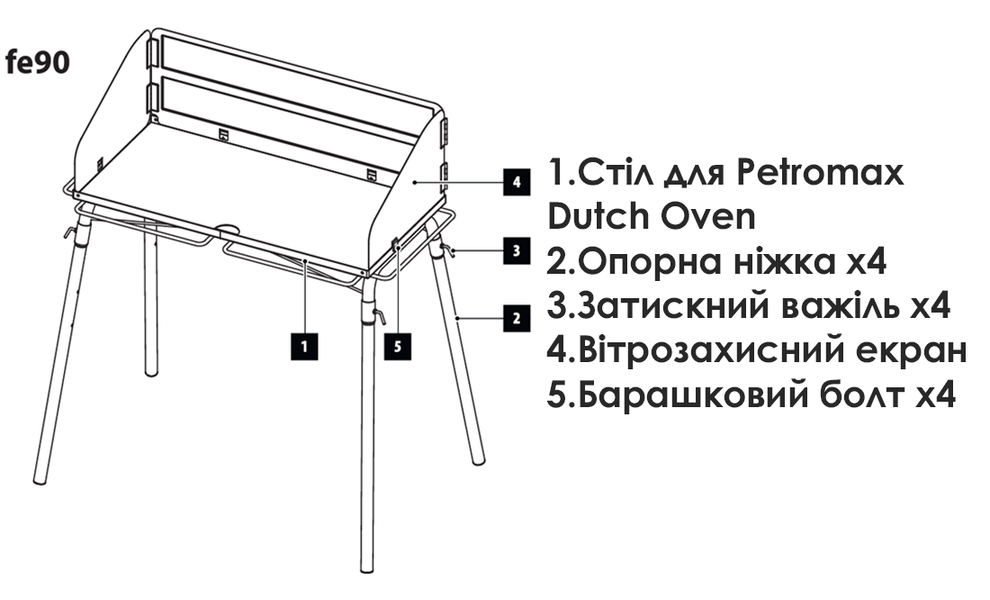 Металевий стіл для готування на вугіллі з Petromax Dutch Oven, 90x45 см, Різновид: розмір стільниці - 90x45 см, зображення 7