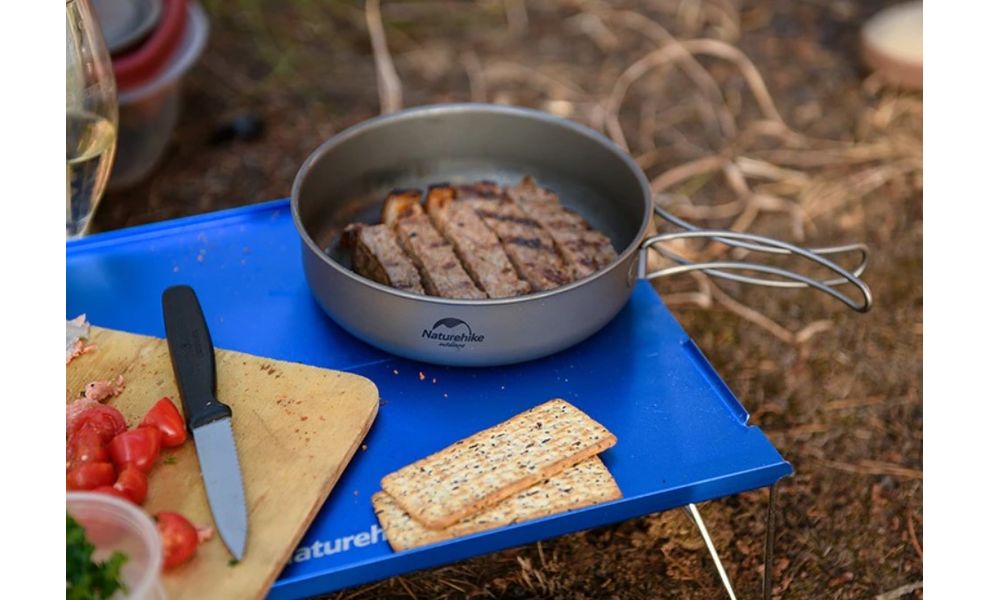 Туристична сковорода зі складною ручкою Naturehike NH18T010-A Titanium Pan Ø17 см, титан, зображення 3