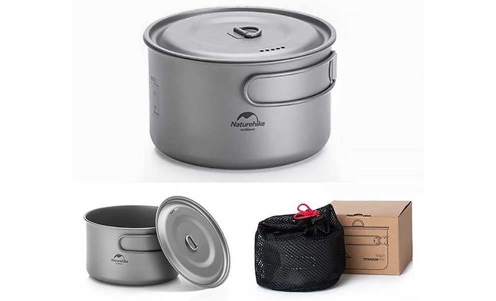 Туристична каструля Naturehike NH18T202-B на 1,3 л, титан, зображення 4